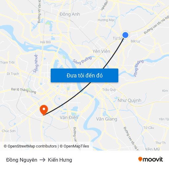 Đồng Nguyên to Kiến Hưng map