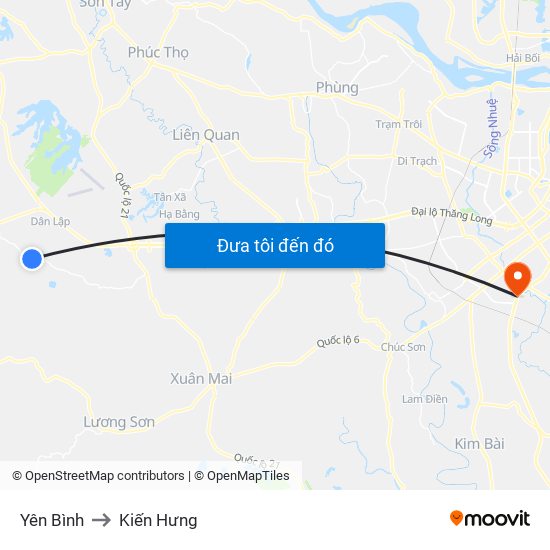 Yên Bình to Kiến Hưng map