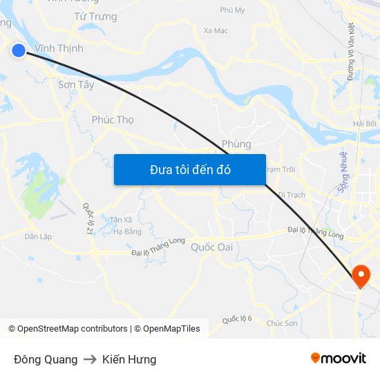 Đông Quang to Kiến Hưng map