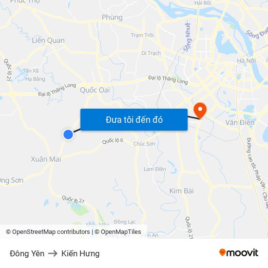 Đông Yên to Kiến Hưng map