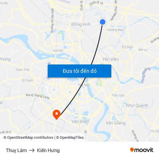 Thuỵ Lâm to Kiến Hưng map