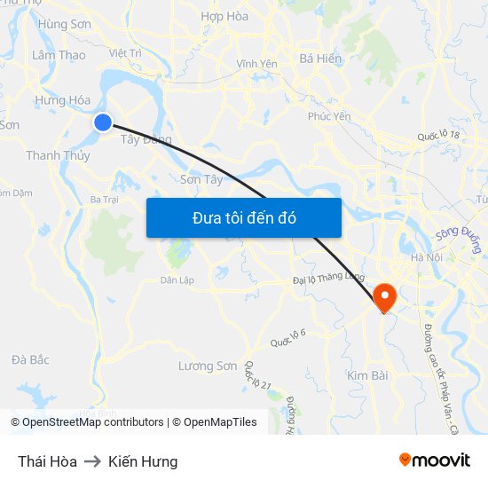 Thái Hòa to Kiến Hưng map