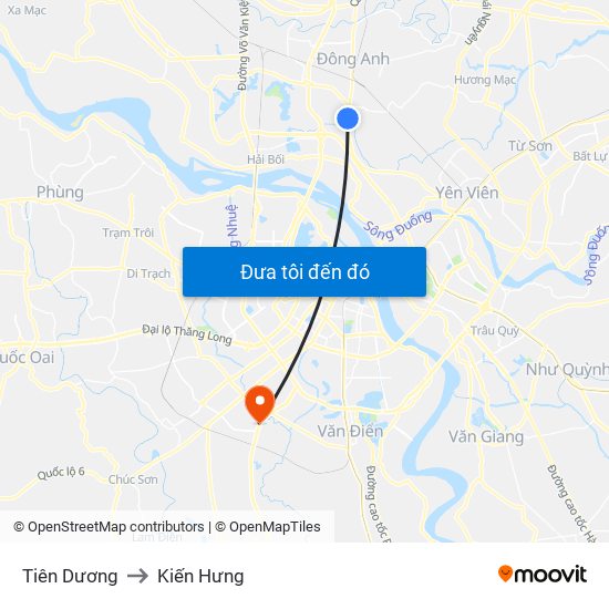 Tiên Dương to Kiến Hưng map