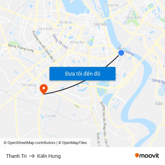 Thanh Trì to Kiến Hưng map