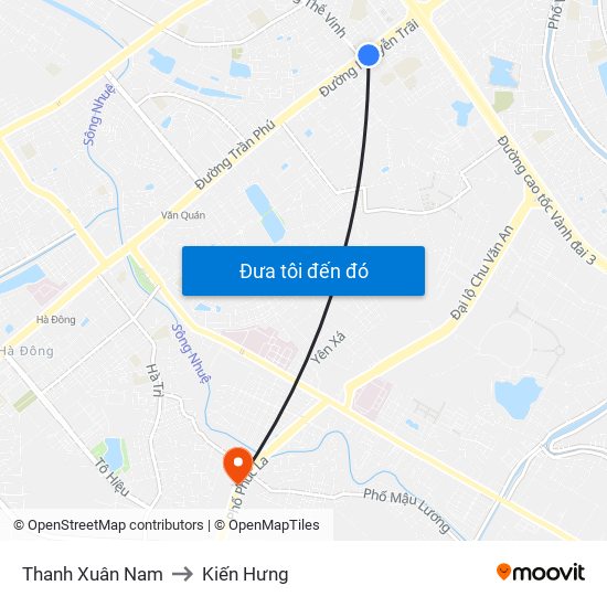 Thanh Xuân Nam to Kiến Hưng map