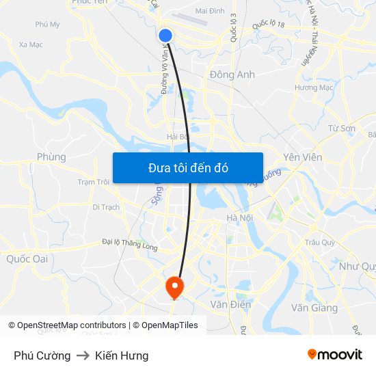 Phú Cường to Kiến Hưng map