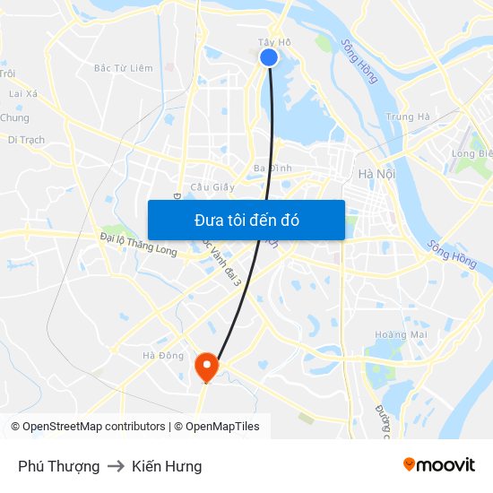 Phú Thượng to Kiến Hưng map