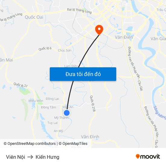 Viên Nội to Kiến Hưng map