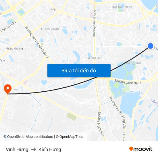 Vĩnh Hưng to Kiến Hưng map