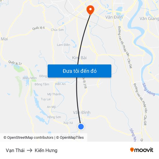 Vạn Thái to Kiến Hưng map