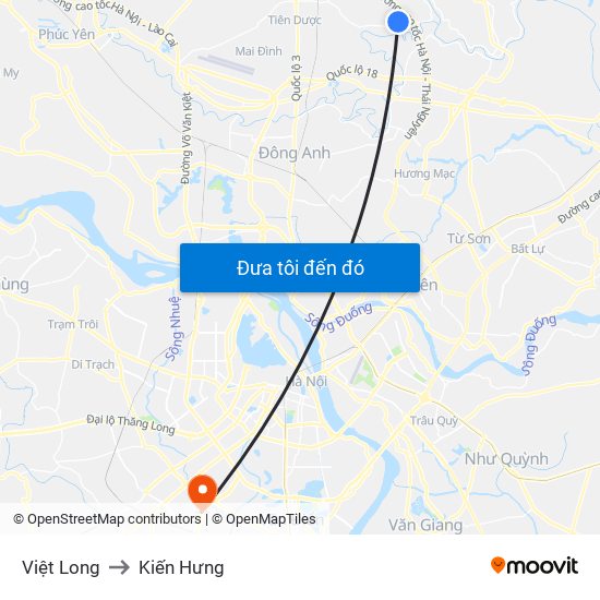 Việt Long to Kiến Hưng map