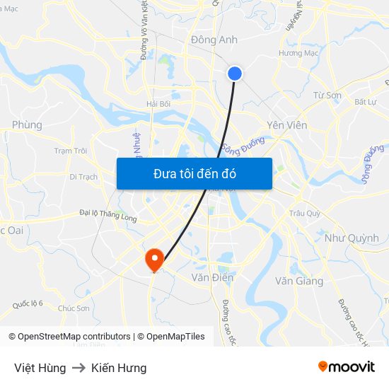 Việt Hùng to Kiến Hưng map