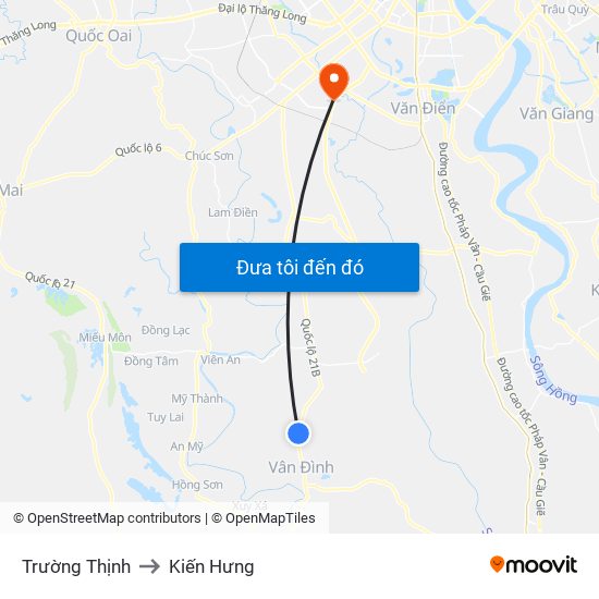 Trường Thịnh to Kiến Hưng map