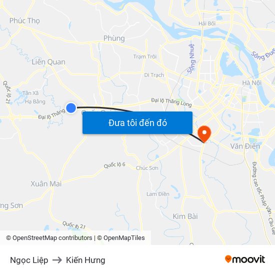 Ngọc Liệp to Kiến Hưng map