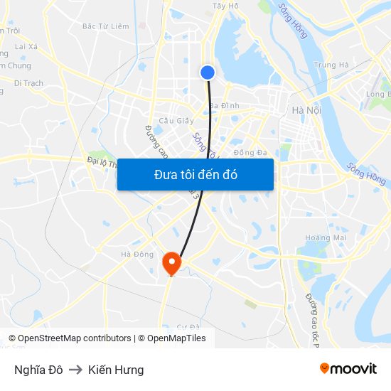 Nghĩa Đô to Kiến Hưng map