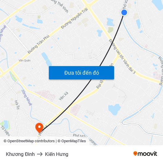 Khương Đình to Kiến Hưng map