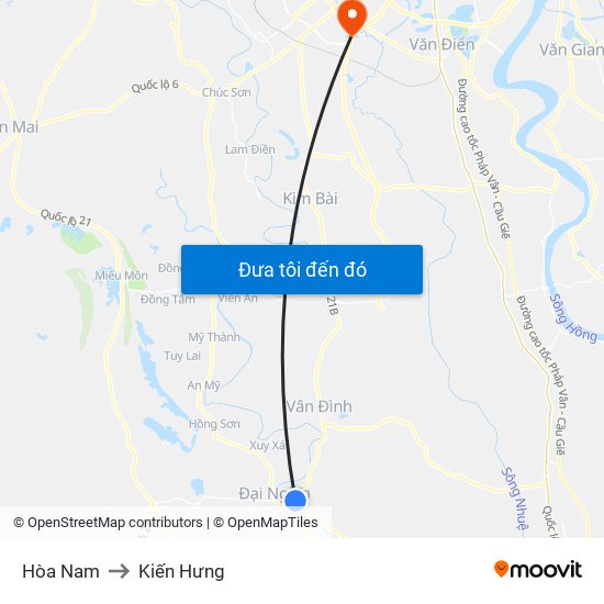 Hòa Nam to Kiến Hưng map