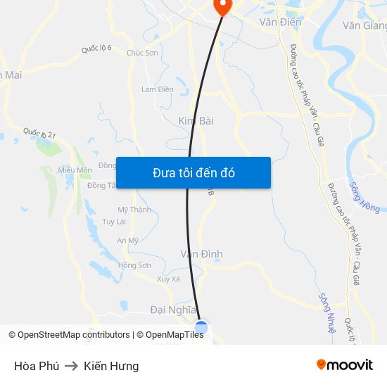 Hòa Phú to Kiến Hưng map