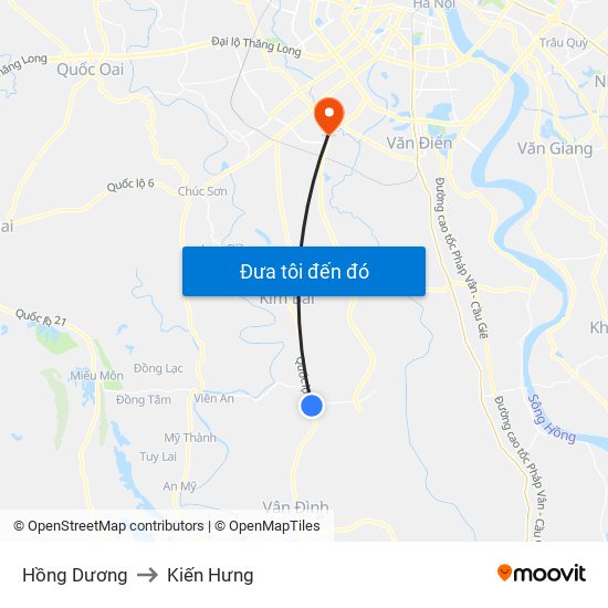 Hồng Dương to Kiến Hưng map