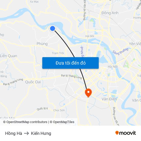 Hồng Hà to Kiến Hưng map