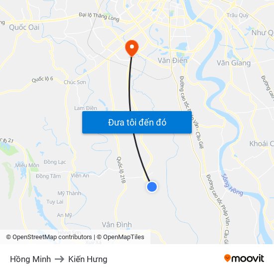 Hồng Minh to Kiến Hưng map