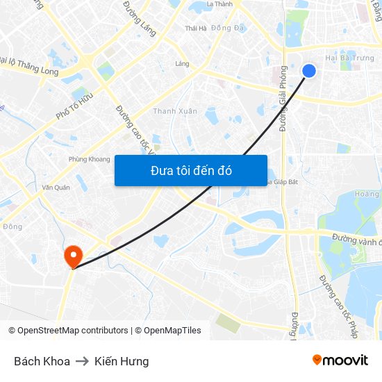 Bách Khoa to Kiến Hưng map