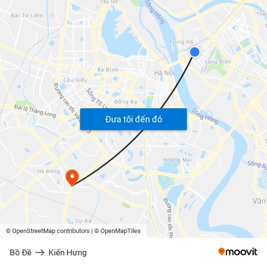 Bồ Đề to Kiến Hưng map