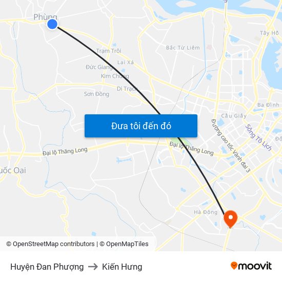 Huyện Đan Phượng to Kiến Hưng map