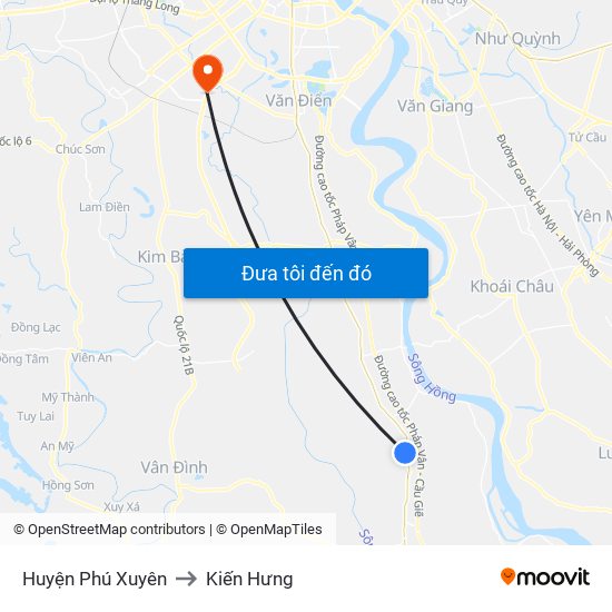 Huyện Phú Xuyên to Kiến Hưng map