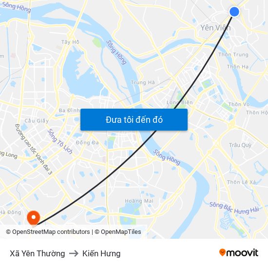 Xã Yên Thường to Kiến Hưng map