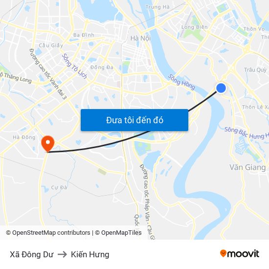 Xã Đông Dư to Kiến Hưng map