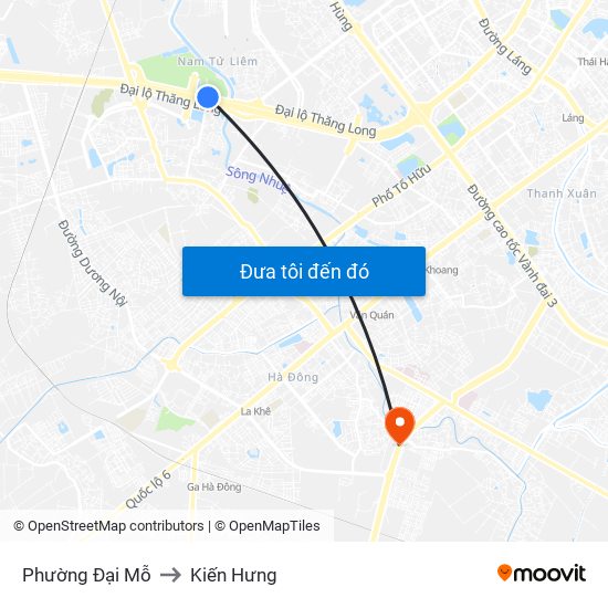 Phường Đại Mỗ to Kiến Hưng map