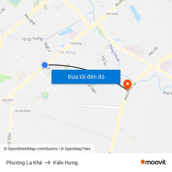 Phường La Khê to Kiến Hưng map