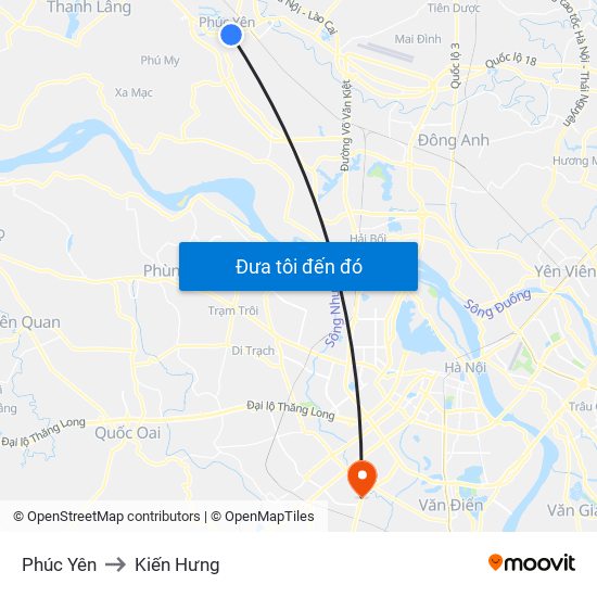 Phúc Yên to Kiến Hưng map