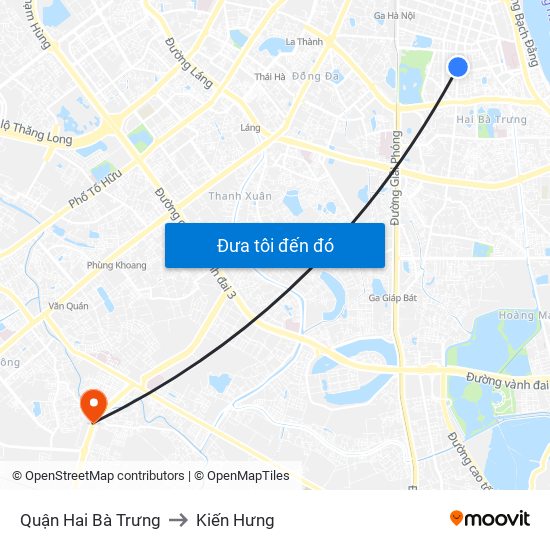 Quận Hai Bà Trưng to Kiến Hưng map