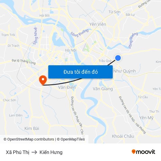 Xã Phú Thị to Kiến Hưng map