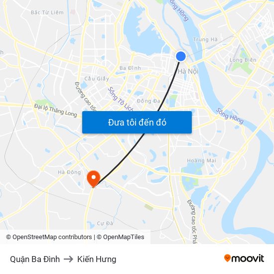 Quận Ba Đình to Kiến Hưng map