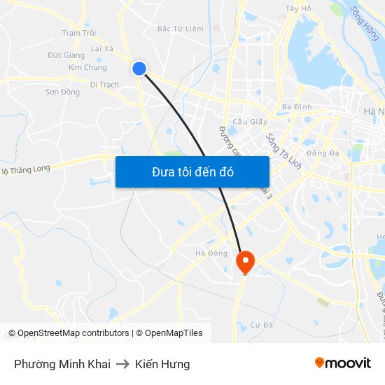 Phường Minh Khai to Kiến Hưng map