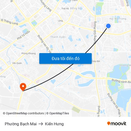 Phường Bạch Mai to Kiến Hưng map
