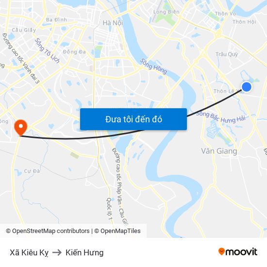 Xã Kiêu Kỵ to Kiến Hưng map