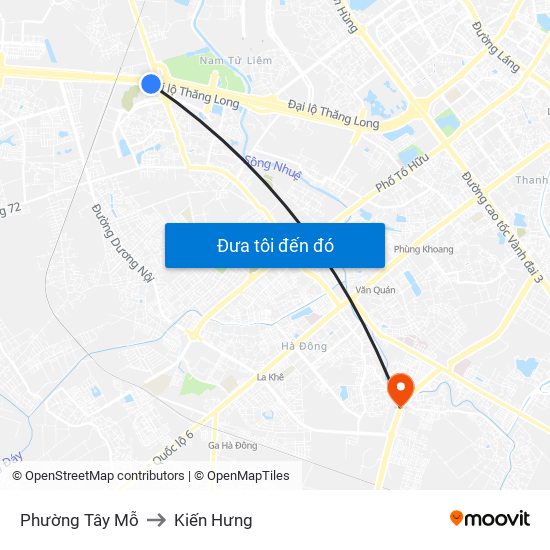 Phường Tây Mỗ to Kiến Hưng map