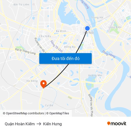 Quận Hoàn Kiếm to Kiến Hưng map