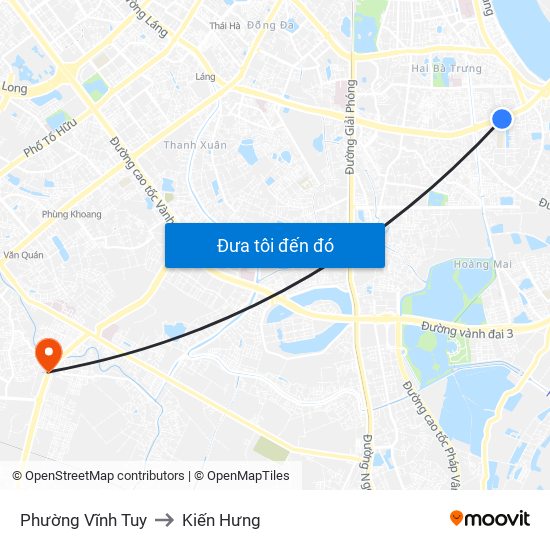 Phường Vĩnh Tuy to Kiến Hưng map