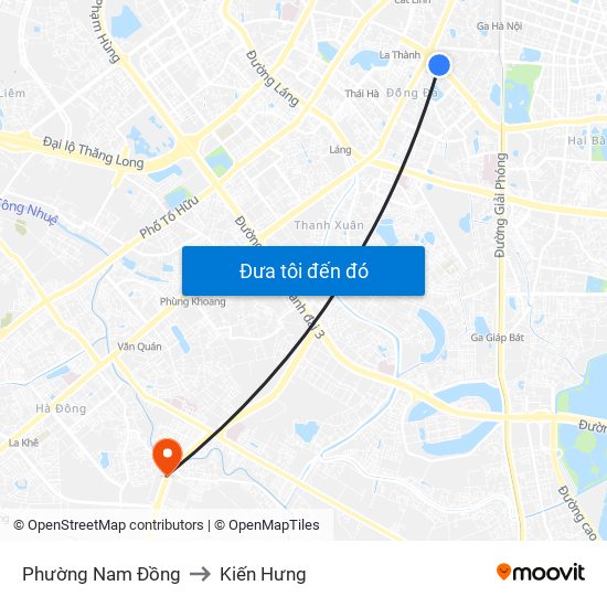 Phường Nam Đồng to Kiến Hưng map