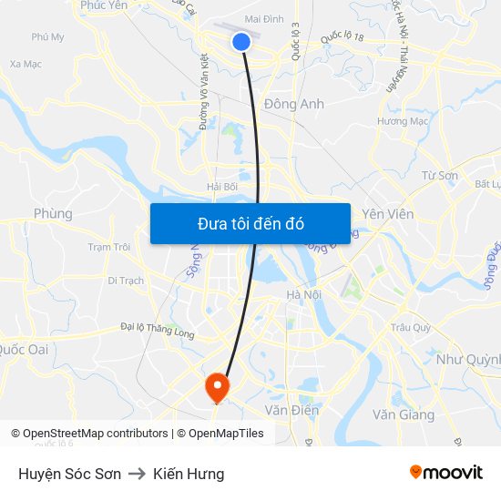 Huyện Sóc Sơn to Kiến Hưng map