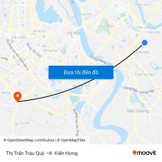 Thị Trấn Trâu Quỳ to Kiến Hưng map