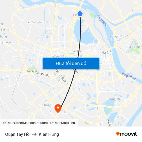 Quận Tây Hồ to Kiến Hưng map