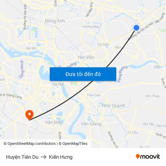 Huyện Tiên Du to Kiến Hưng map