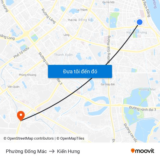 Phường Đống Mác to Kiến Hưng map