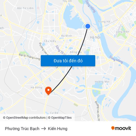 Phường Trúc Bạch to Kiến Hưng map